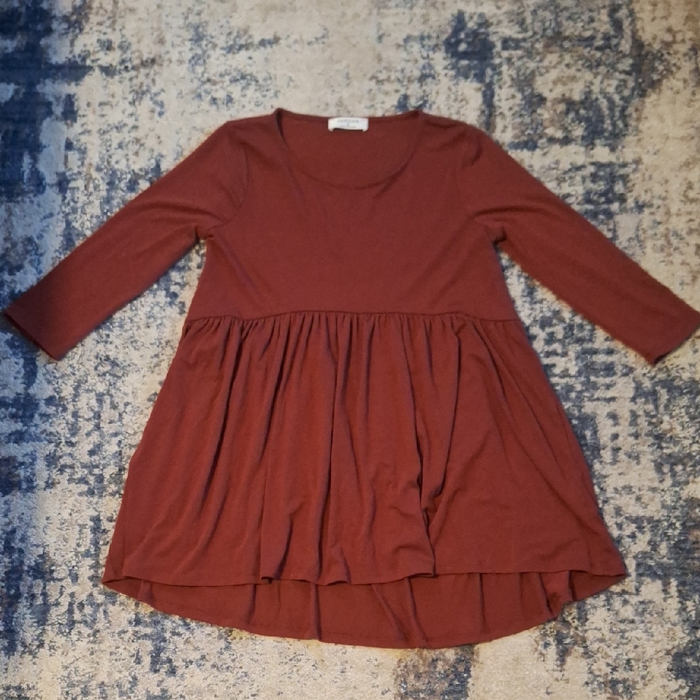 Zenana Rust (Burnt Orange) Babydoll Tunic Top Size Small